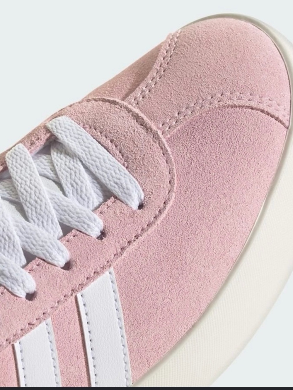 Adidas Pink Suede Lace-Up Sneakers with White Stripes size 8 women’s